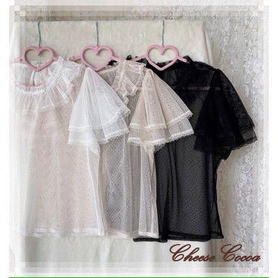 Cheese Cocoa Little Lullaby Double Layer Flying Sleeve Blouse(Leftovers/Full Payment Without Shipping)